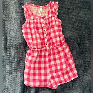Pink and white  checkered romper